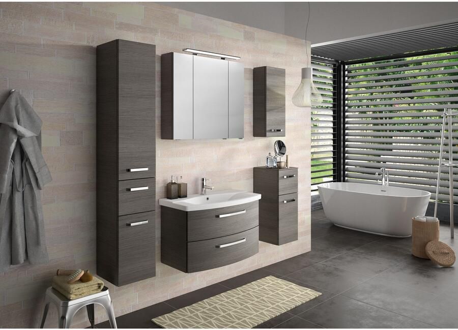 Saphir Hoge kast Serie 4010 badkamerkast 30 cm breed met 2 deuren en 1 lade