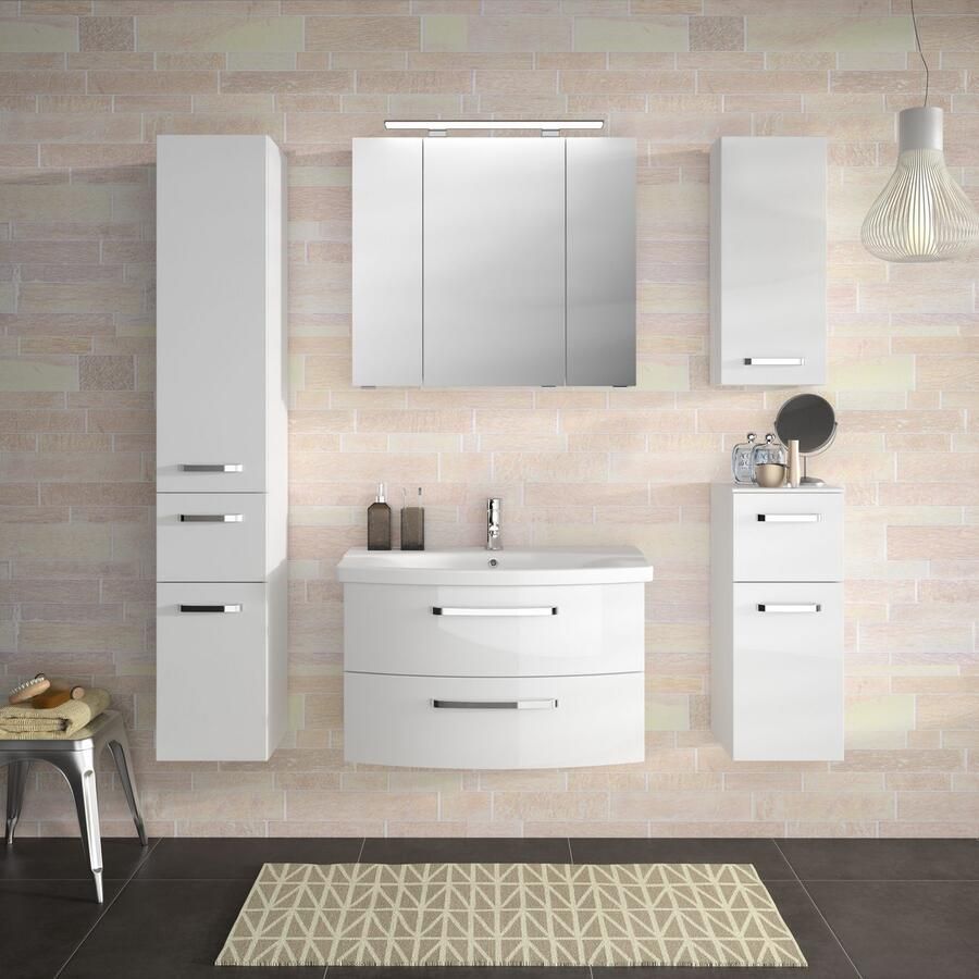 Saphir Hoge kast Serie 4010 badkamerkast 30 cm breed met 2 deuren en 1 lade