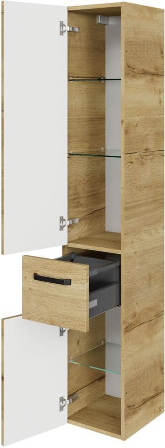 Saphir Hoge kast Serie 4010 badkamerkast 30 cm breed met 2 deuren en 1 lade - Foto 2