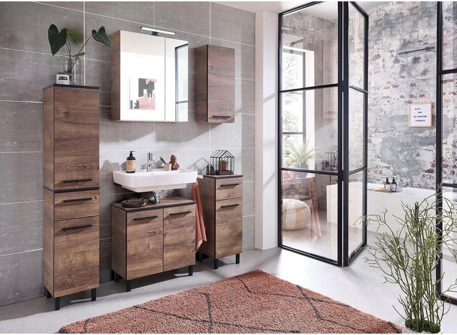 Saphir Badkamerserie Quickset 374 5-delig wastafelonderkast met LED-spiegelkast Halfhoge kast onderkast hangkast incl. deurdemper 7 deuren (7-delig) - Foto 6