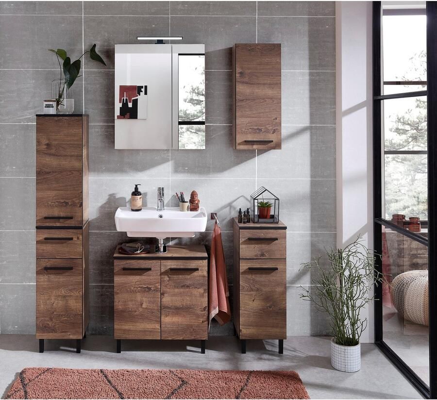 Saphir Badkamerserie Quickset 374 5-delig wastafelonderkast met LED-spiegelkast Halfhoge kast onderkast hangkast incl. deurdemper 7 deuren (7-delig) - Foto 2