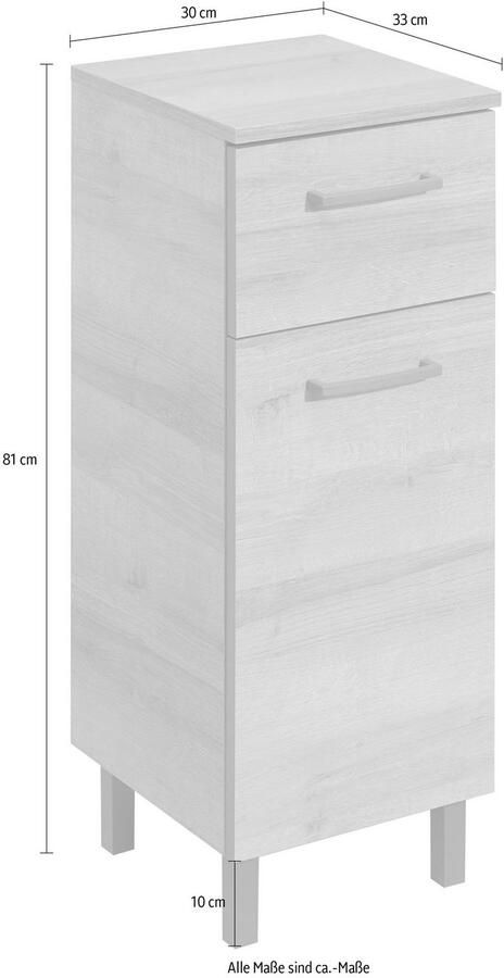 Saphir Onderkast Quickset 919 badkast met 1 deur 1 lade 30 cm breed Badkamermeubels Riviera eik dwars imitatie grepen in grijs - Foto 5