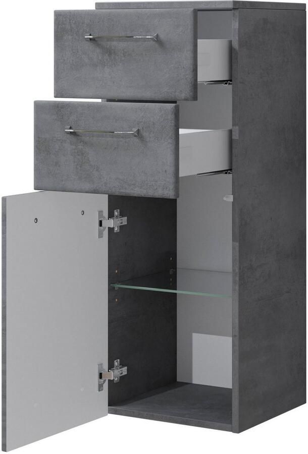 Saphir Onderkast Quickset 945 badkamerkast met 1 deur 2 laden 35 cm breed Badkamermeubels incl. deurdemper oxid donkergrijs grepen chroom glans - Foto 2