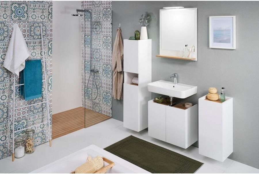 Saphir Halfhoge kast Quickset 947 Badkamermeubel 30 cm breed 2 deuren 1 nis Badkamer-halfhoge kast inclusief deurdemper glanzend wit greeploos - Foto 3