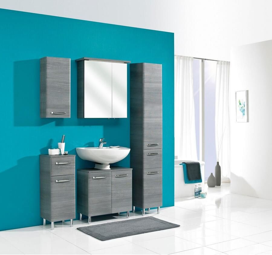 Saphir Onderkast Quickset badkamerkast met 1 deur 1 lade 1 glazen legplank 30 cm breed badkamerkast inclusief deurdemper grepen in glanzend chroom - Foto 3