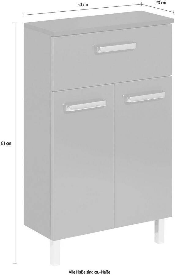 Saphir Onderkast Quickset badkamerkast met 2 deuren 1 lade 50 cm breed Badkamer-onderkast inclusief deurdemper grepen in glanzend chroom - Foto 2