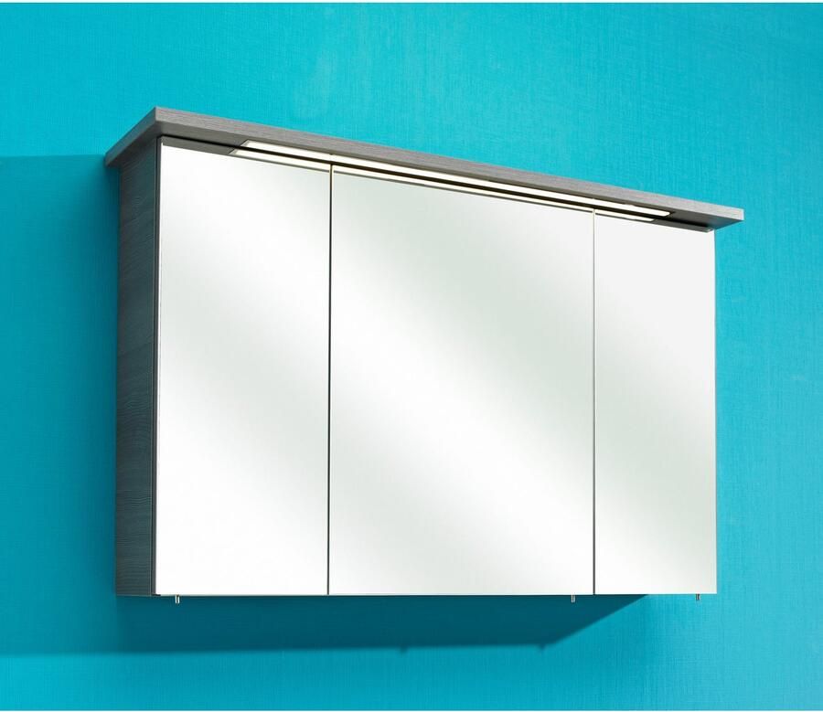 Saphir Spiegelkast Quickset 328 Badkamerspiegelkast incl. LED-verlichting 620LM 115 cm breed grafiet structuur in de breedte imitatie inclusief deurdemper - Foto 6