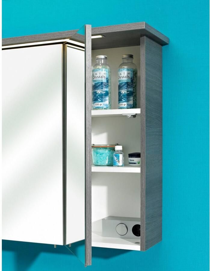 Saphir Spiegelkast Quickset 328 Badkamerspiegelkast incl. LED-verlichting 620LM 115 cm breed grafiet structuur in de breedte imitatie inclusief deurdemper - Foto 8