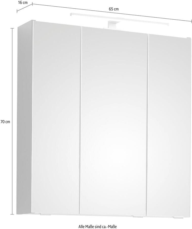 Saphir Spiegelkast Quickset 357 Badkamermeubel 3 spiegeldeuren 6 legplanken 65 cm breed - Foto 4