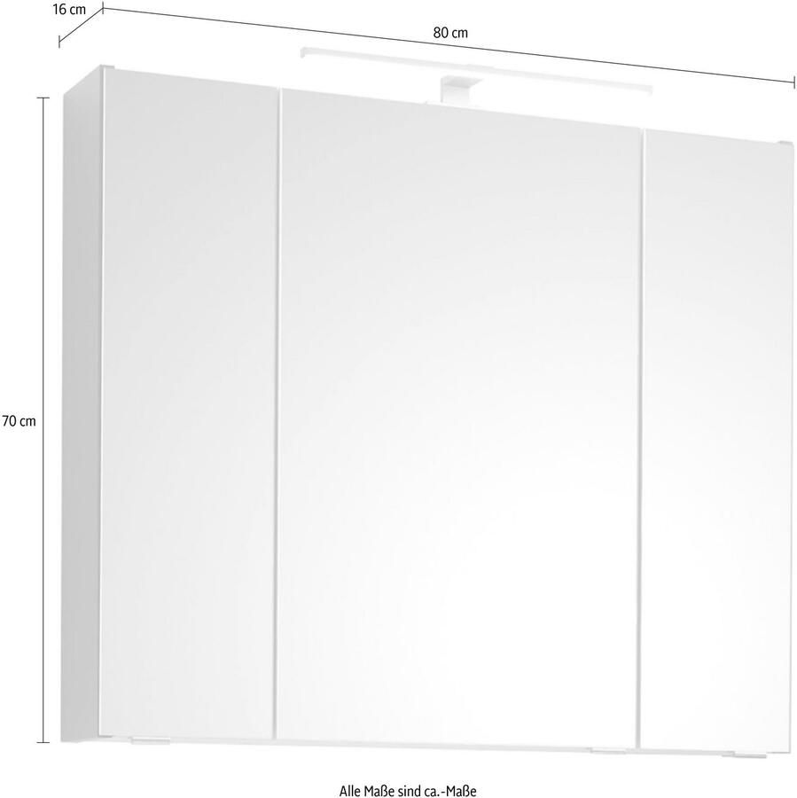 Saphir Spiegelkast Quickset 357 Badkamermeubel 3 spiegeldeuren 6 planken 80 cm breed