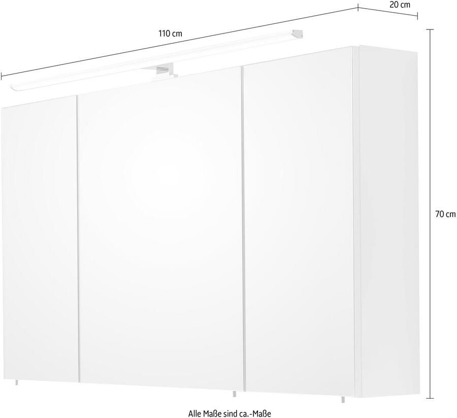 Saphir Spiegelkast Quickset 360 Badkamermeubel 3 spiegeldeuren 6 planken 110 cm breed