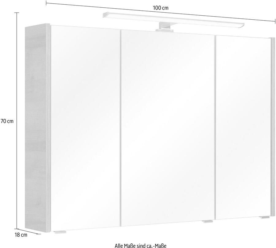 Saphir Spiegelkast Quickset 362 Badkamermeubel 3 spiegeldeuren 6 planken 100 cm breed