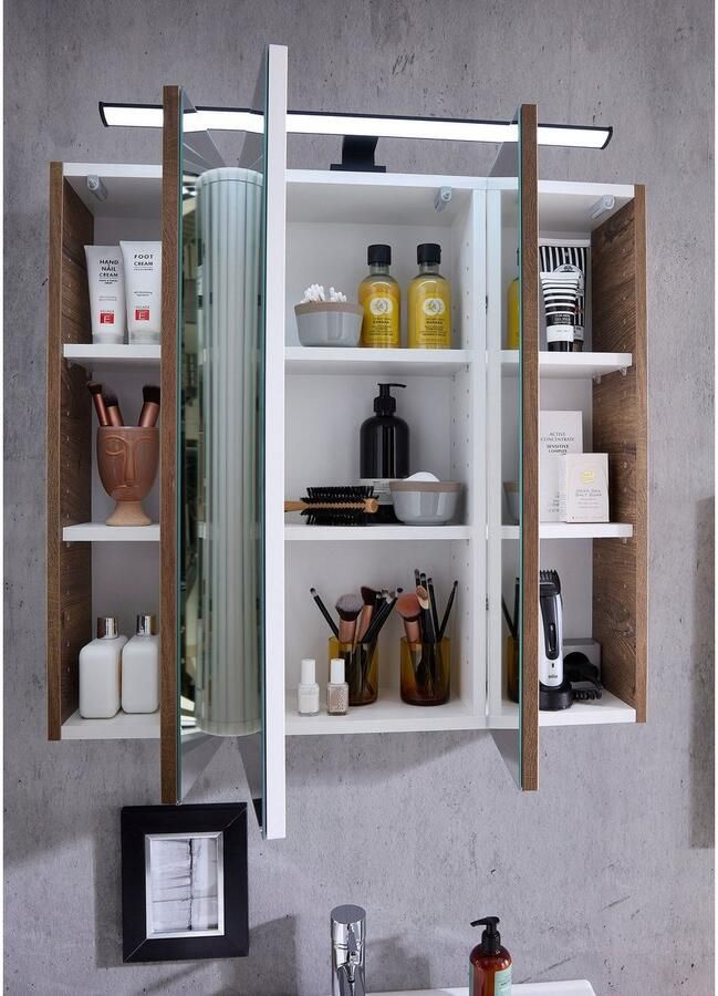 Saphir Spiegelkast Quickset 374 Badkamermeubel 3 spiegeldeuren 6 legplanken 75 cm breed - Foto 13