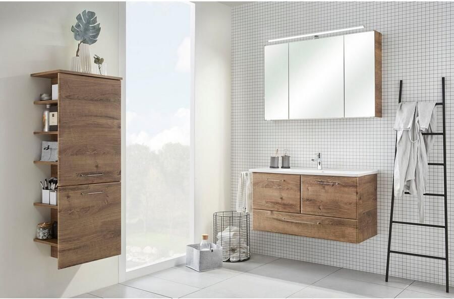 Saphir Halfhoge kast Quickset badkamermeubel 50 cm breed 2 deuren zijplanken Badkamer-halfhoge kast inclusief deurdemper grepen in glanzend chroom - Foto 3