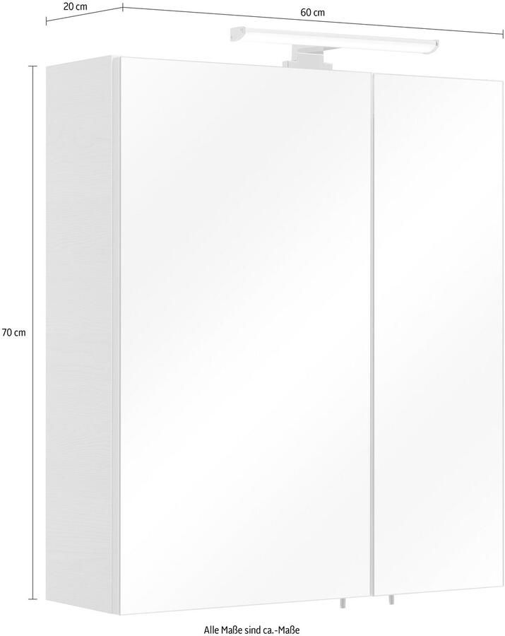 Saphir Spiegelkast Quickset badkamerspiegelkast incl. LED bovenverlichting 60 cm breed incl. deurdemper 2 spiegeldeuren met stopcontact - Foto 2