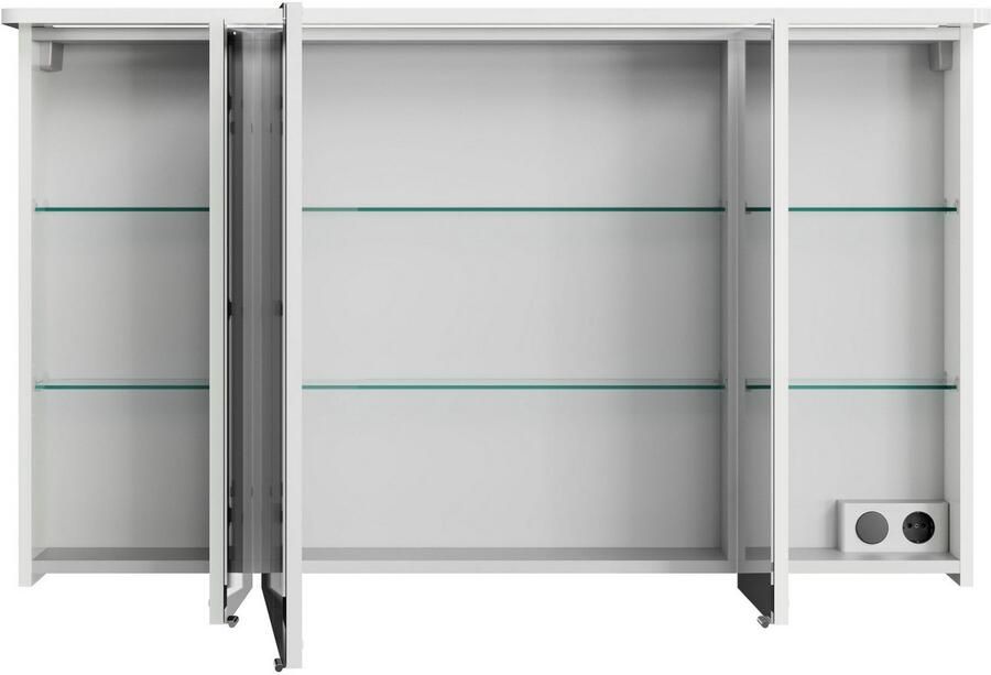 Saphir Spiegelkast Serie 4005 badkamer spiegelkast incl. LED-kransverlichting Badkast 120 cm breed 3 deuren 6 glazen legplanken incl. deurdemper - Foto 3