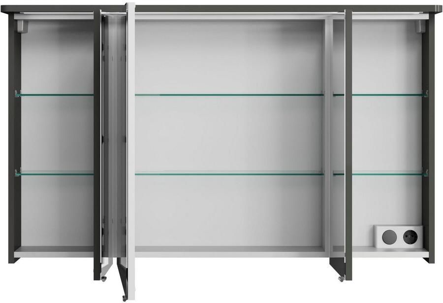 Saphir Spiegelkast Serie 4005 badkamer spiegelkast incl. LED-kransverlichting Badkast 120 cm breed 3 deuren 6 glazen legplanken incl. deurdemper - Foto 5