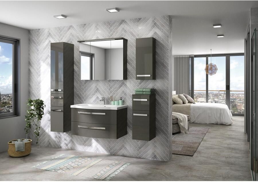 Saphir Spiegelkast Serie 4005 badkamer spiegelkast incl. LED-kransverlichting Badkast 90 cm breed 3 deuren 6 glazen legplanken incl. deurdemper - Foto 4