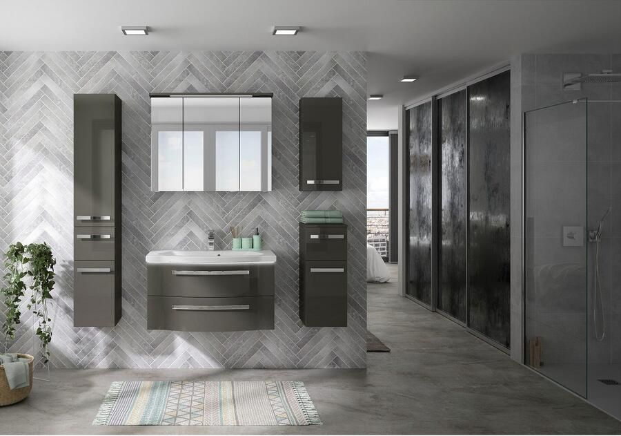 Saphir Spiegelkast Serie 4005 badkamer spiegelkast incl. LED-kransverlichting Badkast 90 cm breed 3 deuren 6 glazen legplanken incl. deurdemper - Foto 5