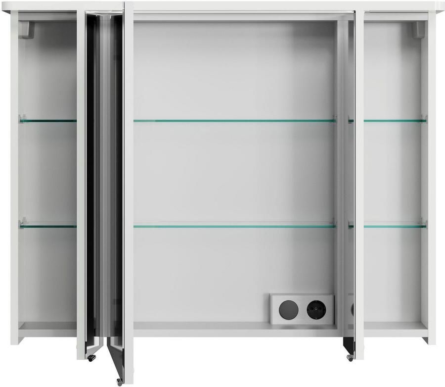 Saphir Spiegelkast Serie 4005 badkamer spiegelkast incl. LED-kransverlichting Badkast 90 cm breed 3 deuren 6 glazen legplanken incl. deurdemper - Foto 2