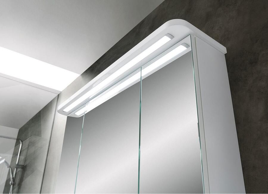 Saphir Spiegelkast Serie 4005 badkamer spiegelkast incl. LED-kransverlichting Badkast 90 cm breed 3 deuren 6 glazen legplanken incl. deurdemper - Foto 6