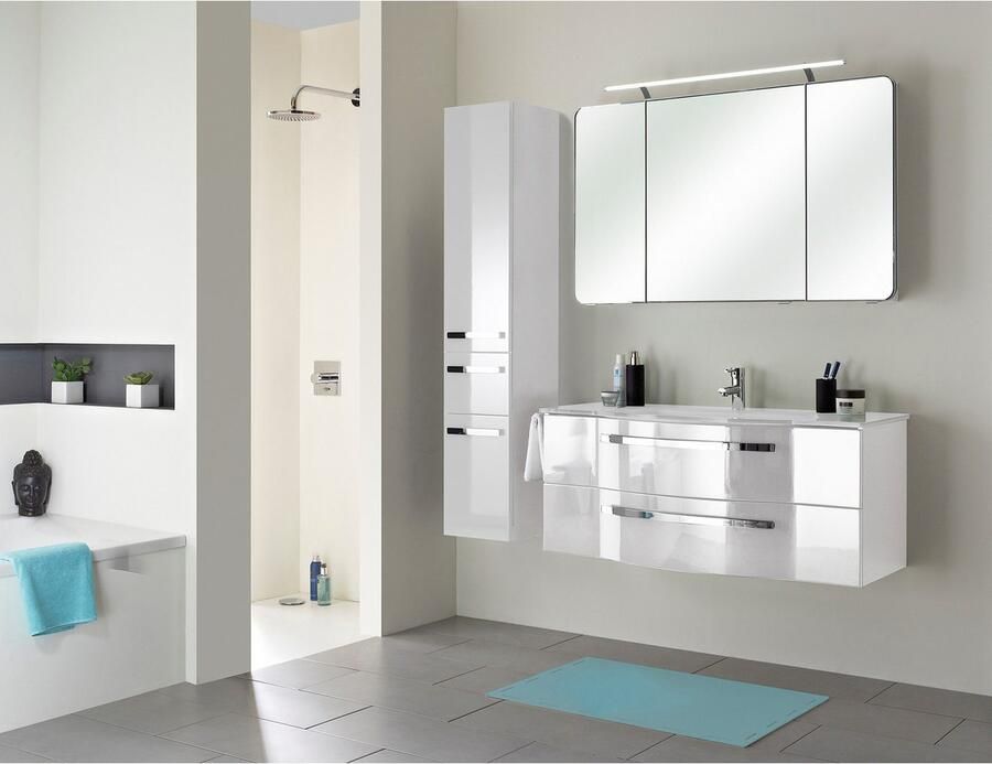 Saphir Spiegelkast Serie 4005 badkamer spiegelkast incl. LED-opbouwlamp Badkast 120 cm breed 3 deuren 6 glazen legplanken incl. deurdemper - Foto 2