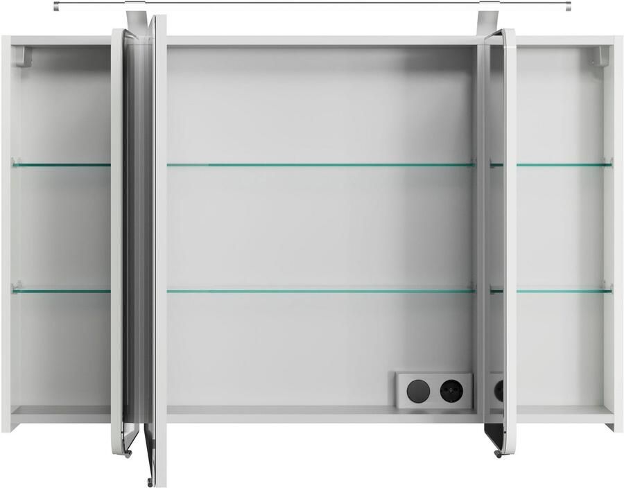 Saphir Spiegelkast Serie 4005 badkamer spiegelkast incl. LED-opbouwlamp Badkast 120 cm breed 3 deuren 6 glazen legplanken incl. deurdemper