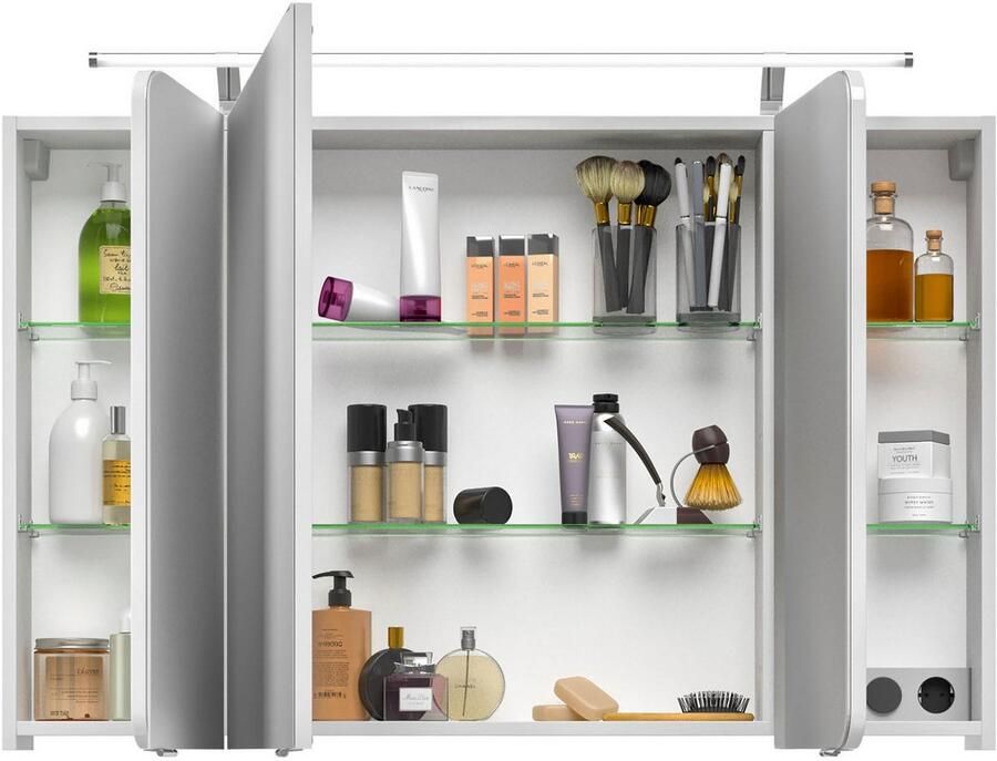 Saphir Spiegelkast Serie 4005 badkamer spiegelkast incl. LED-opbouwlamp Badkast 120 cm breed 3 deuren 6 glazen legplanken incl. deurdemper - Foto 3