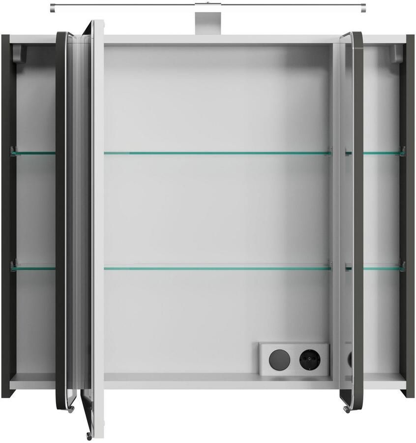 Saphir Spiegelkast Serie 4005 badkamer spiegelkast incl. LED-opbouwlamp Badkast 90 cm breed 3 deuren 6 glazen legplanken incl. deurdemper - Foto 2