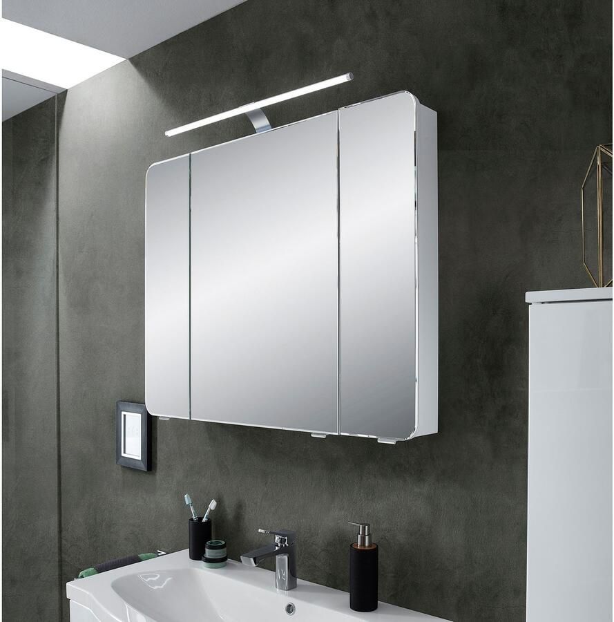 Saphir Spiegelkast Serie 4005 badkamer spiegelkast incl. LED-opbouwlamp Badkast 90 cm breed 3 deuren 6 glazen legplanken incl. deurdemper - Foto 2