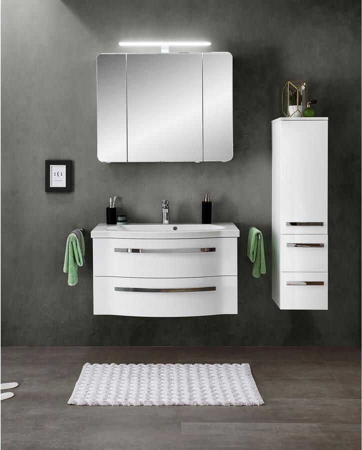 Saphir Spiegelkast Serie 4005 badkamer spiegelkast incl. LED-opbouwlamp Badkast 90 cm breed 3 deuren 6 glazen legplanken incl. deurdemper - Foto 5