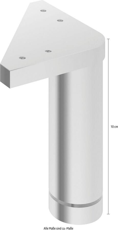 Saphir Voet Quickset pootstel set van 2 meubelpoten rond chroom glans 10 cm hoog (2 stuks) - Foto 2