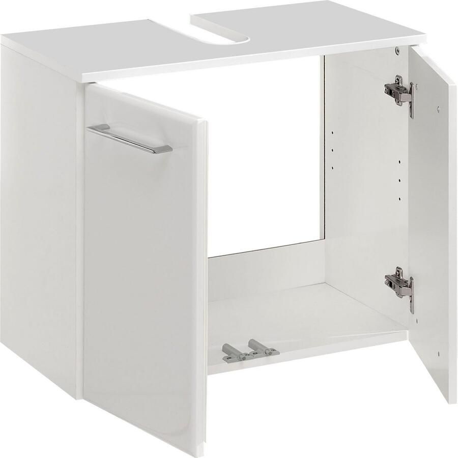 Saphir Wastafelonderkast Quickset 376 Onderkast wit hoogglans 2 deuren Wastafel kast inclusief deurdemper 60 cm breed zonder wastafel - Foto 2