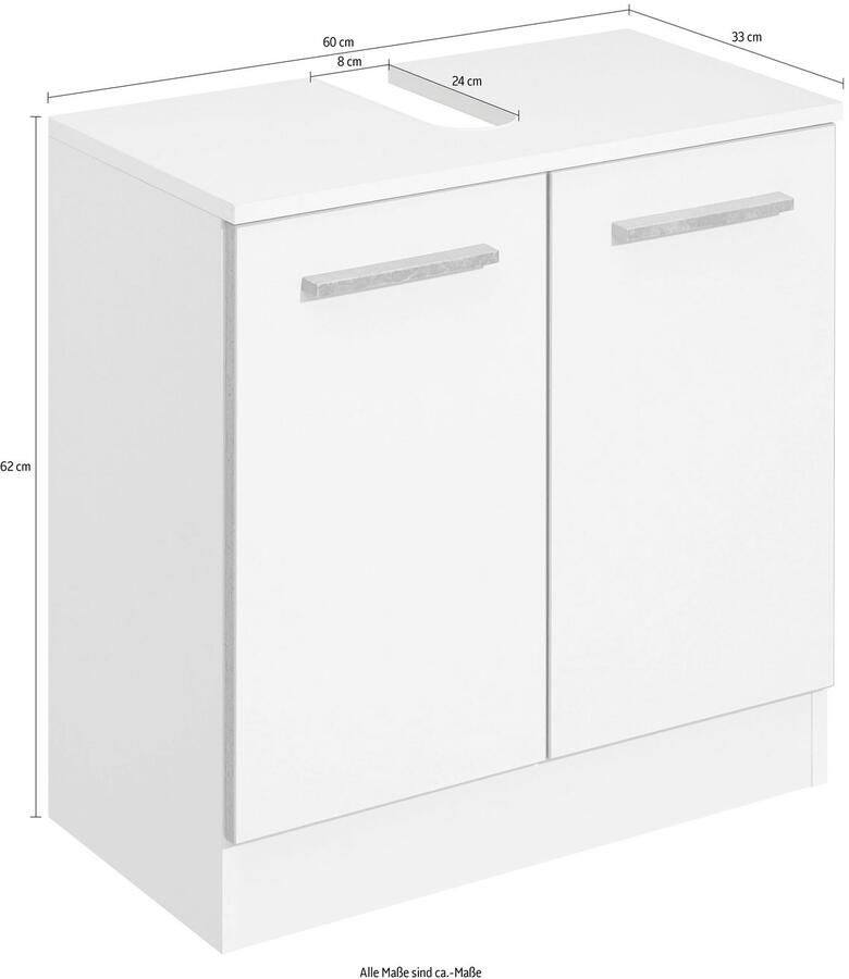 Saphir Wastafelonderkast Quickset 953 Onderkast 60 cm breed 2 deuren wit glans