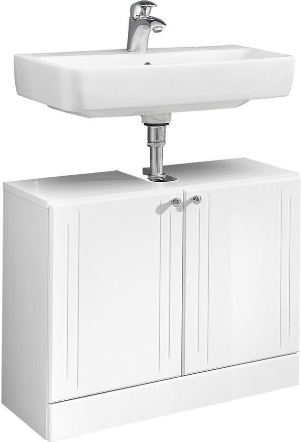 Saphir Wastafelonderkast Quickset 955 Onderkast wit hoogglans 2 deuren Wastafelonderkast inclusief deurdemper 65 cm breed zonder wasbak - Foto 3