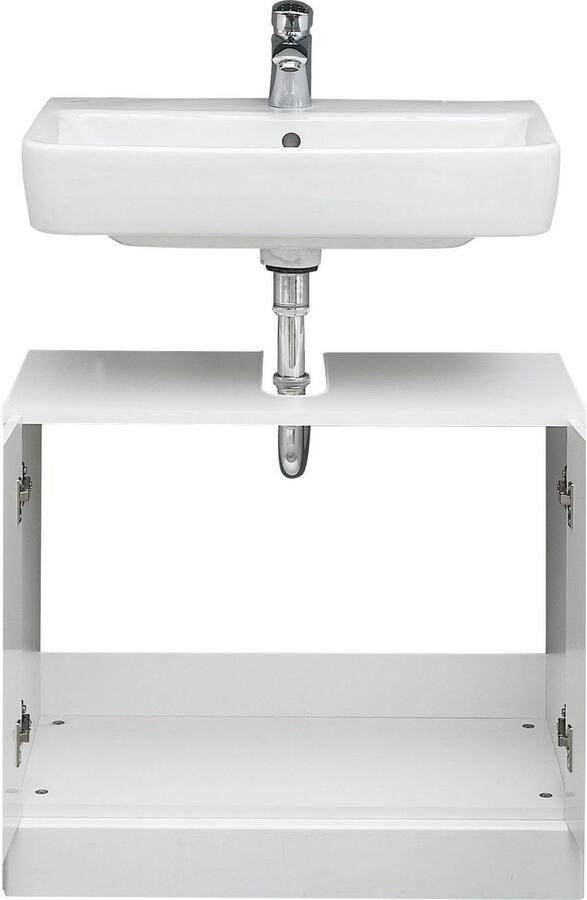 Saphir Wastafelonderkast Quickset 955 Onderkast wit hoogglans 2 deuren Wastafelonderkast inclusief deurdemper 65 cm breed zonder wasbak - Foto 4