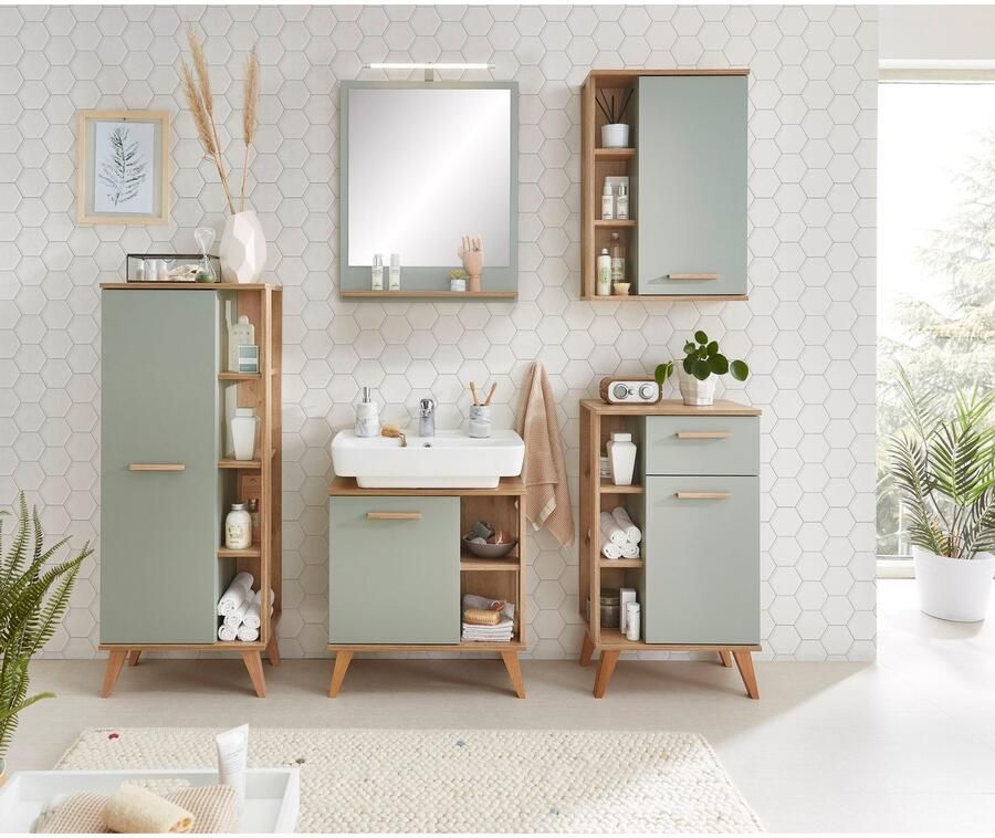 Saphir Hangend kastje Quickset badkamerkast 50 5 cm breed met 1 deur en 2 glazen legplanken - Foto 4
