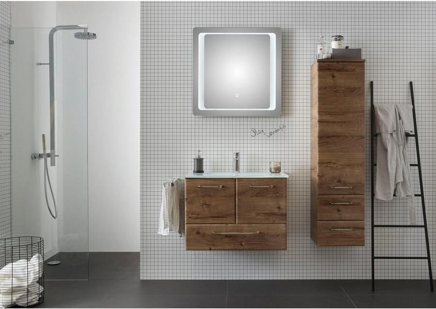Saphir Halfhoge kast Quickset badkamermeubel 35 cm breed 1 deur 2 laden 2 planken Badkamer-halfhoge kast inclusief deurdemper grepen in glanzend chroom - Foto 2