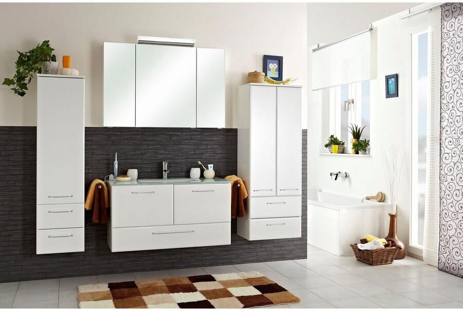 Saphir Halfhoge kast Quickset badkamermeubel 35 cm breed 1 deur 2 laden 2 planken Badkamer-halfhoge kast inclusief deurdemper grepen in glanzend chroom - Foto 3