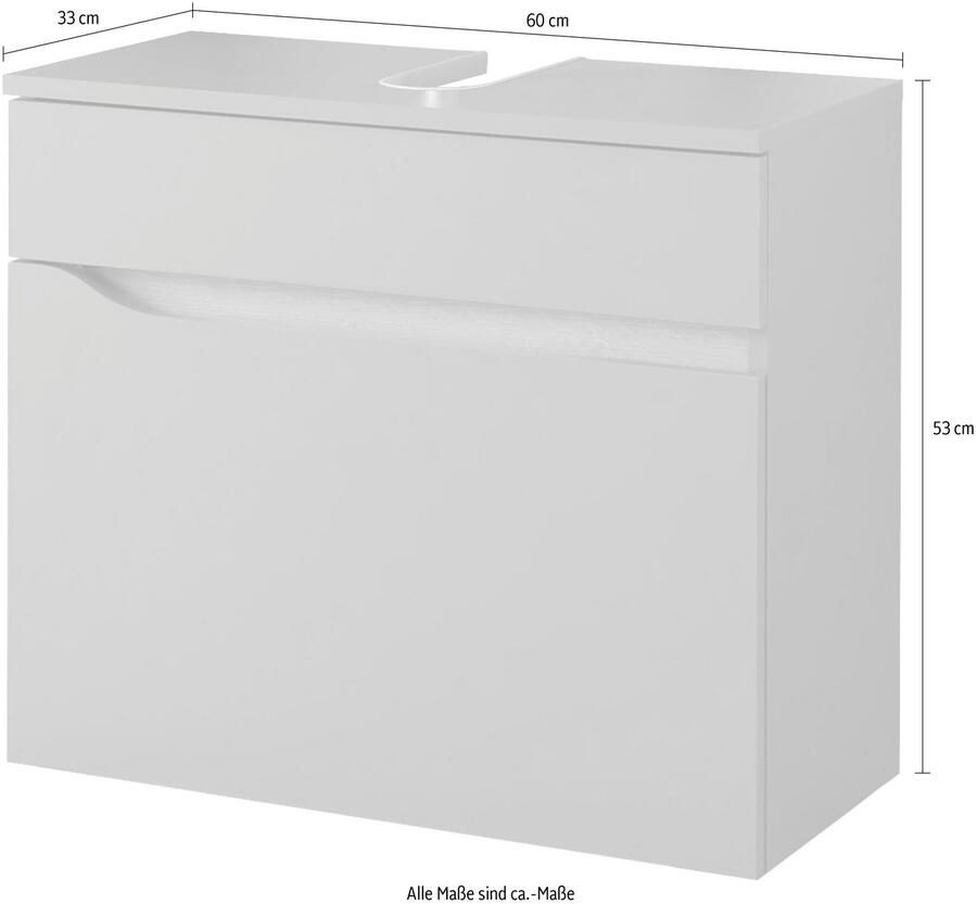 Saphir Wastafelonderkast Quickset onderkast 60 cm breed 1 lade Wastafelonderkast met sifonuitsparing zonder wasbak greeploos