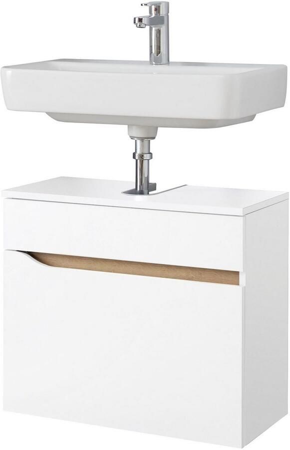 Saphir Wastafelonderkast Quickset onderkast 60 cm breed 1 lade Wastafelonderkast met sifonuitsparing zonder wasbak greeploos