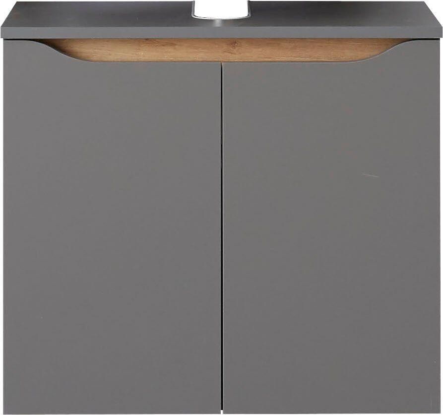 Saphir Wastafelonderkast Quickset onderkast 60 cm breed 2 deuren Wastafelonderkast met sifonuitsparing zonder wasbak greeploos - Foto 3