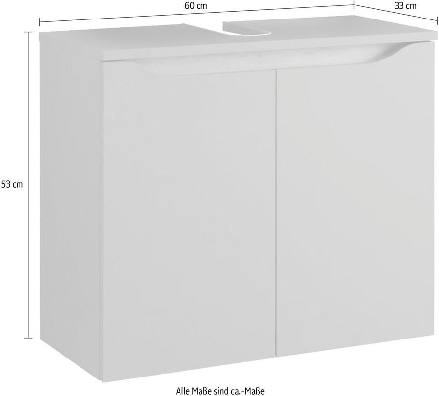 Saphir Wastafelonderkast Quickset onderkast 60 cm breed 2 deuren Wastafelonderkast met sifonuitsparing zonder wasbak greeploos - Foto 3