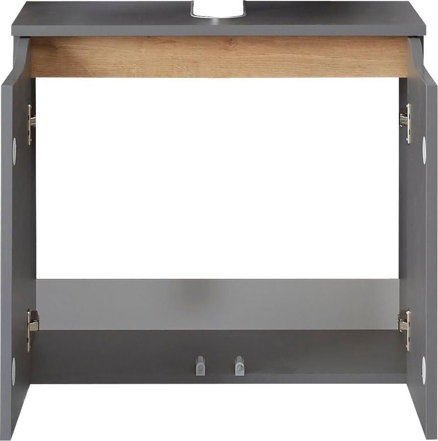 Saphir Wastafelonderkast Quickset onderkast 60 cm breed 2 deuren Wastafelonderkast met sifonuitsparing zonder wasbak greeploos - Foto 2