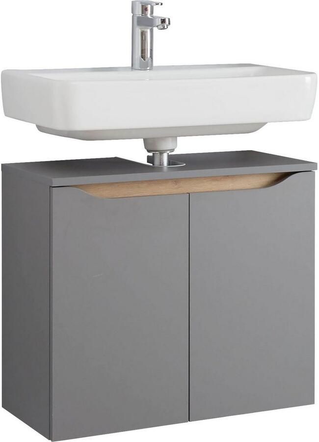 Saphir Wastafelonderkast Quickset onderkast 60 cm breed 2 deuren Wastafelonderkast met sifonuitsparing zonder wasbak greeploos - Foto 5