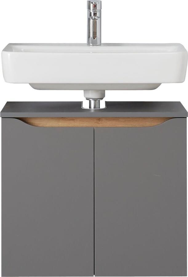 Saphir Wastafelonderkast Quickset onderkast 60 cm breed 2 deuren Wastafelonderkast met sifonuitsparing zonder wasbak greeploos - Foto 8