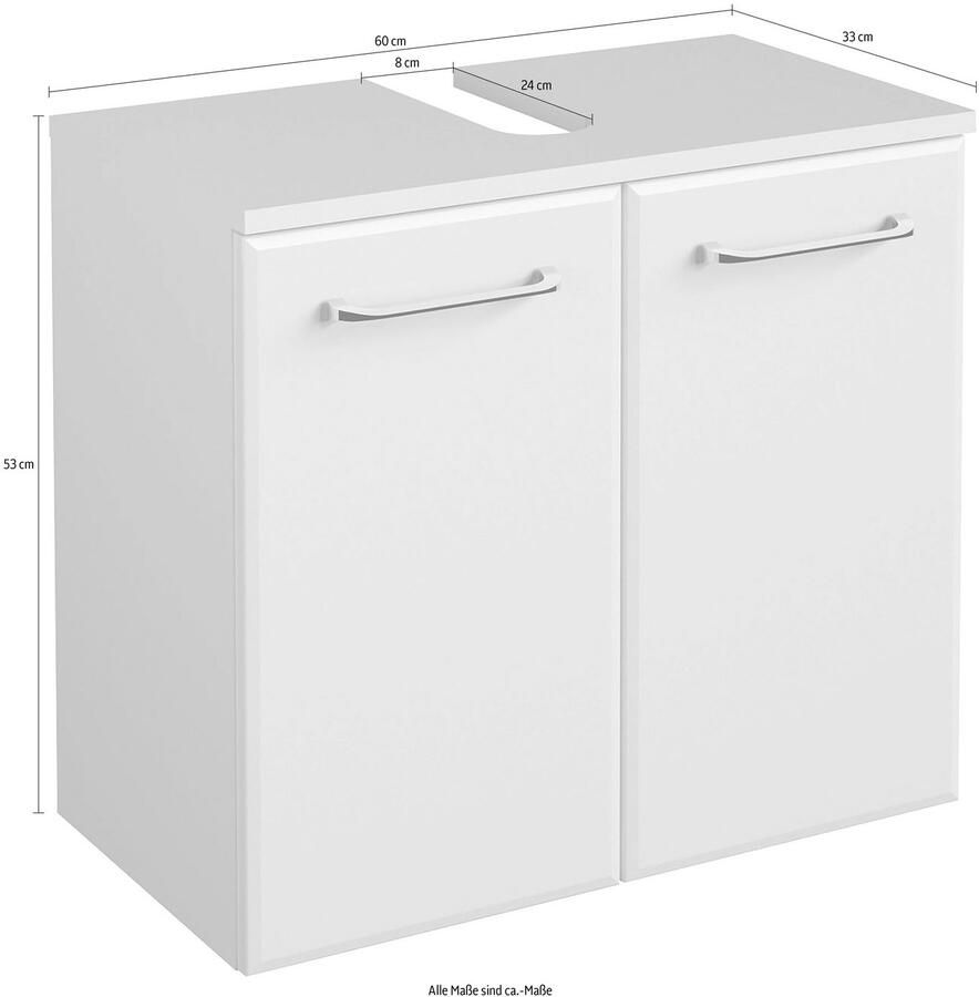 Saphir Wastafelonderkast Quickset onderkast 60 cm breed 2 deuren zonder wastafel Wastafelonderkast inclusief deurdemper grepen in glanzend chroom - Foto 2