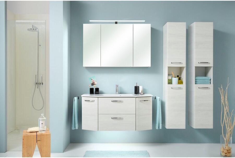 Saphir Hoge kast Quickset badkamermeubel 30 cm breed 2 deuren 1 nis 3 planken Hoge badkamerkast inclusief deurdemper grepen in glanzend chroom - Foto 5