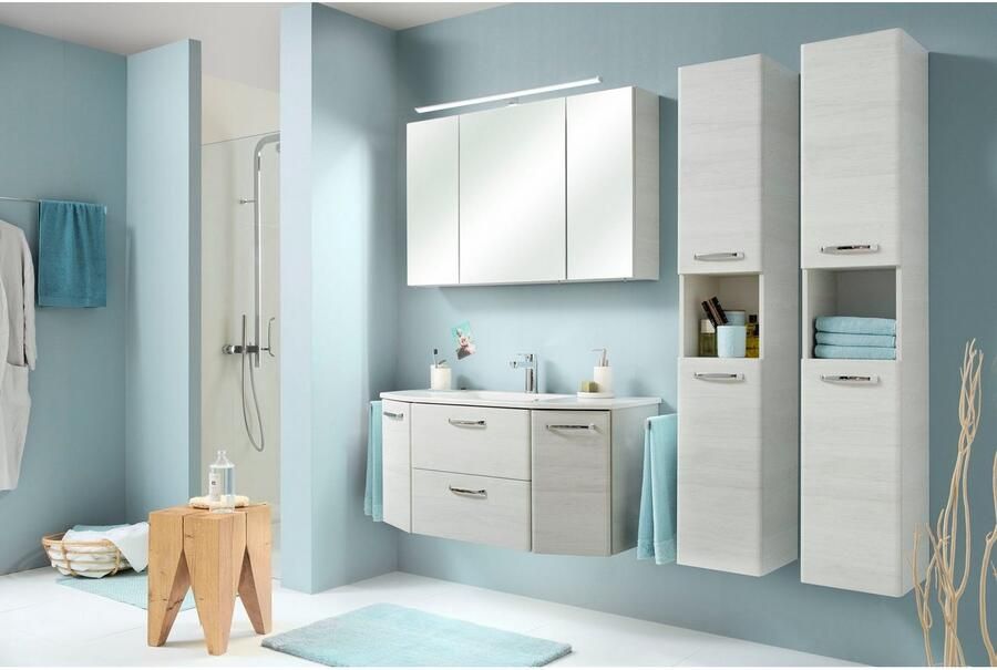 Saphir Hoge kast Quickset badkamermeubel 30 cm breed 2 deuren 1 nis 3 planken Hoge badkamerkast inclusief deurdemper grepen in glanzend chroom - Foto 4