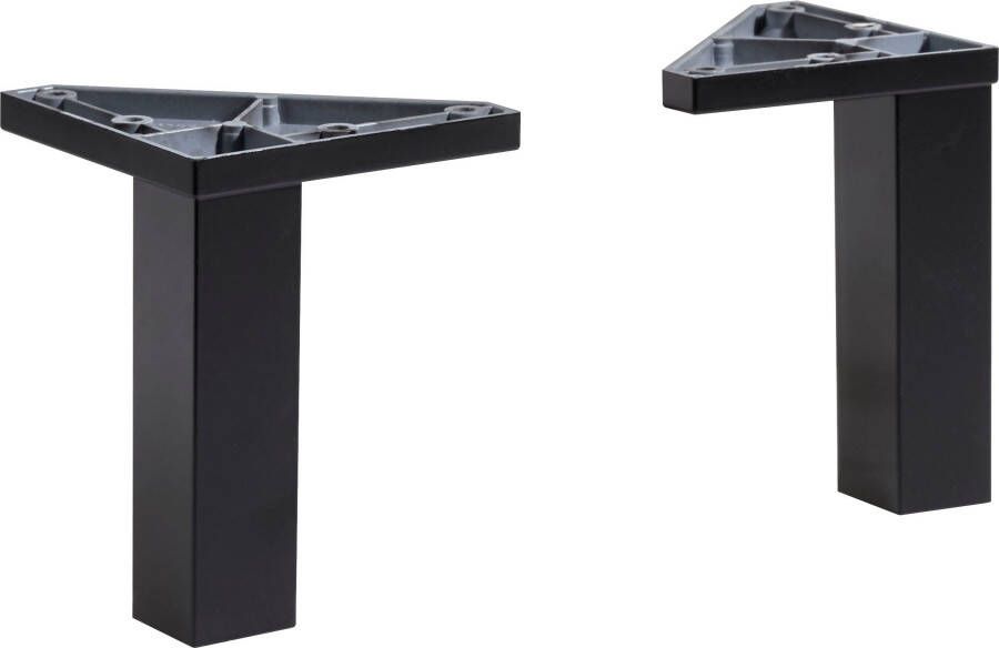 Saphir Voet Quickset Pootstel set van 2 vierkante meubelpoten zwart 10 cm hoog Meubelpoten van kunststof 2 stuks badmeubelvoeten voeten voor meubels (2 stuks)